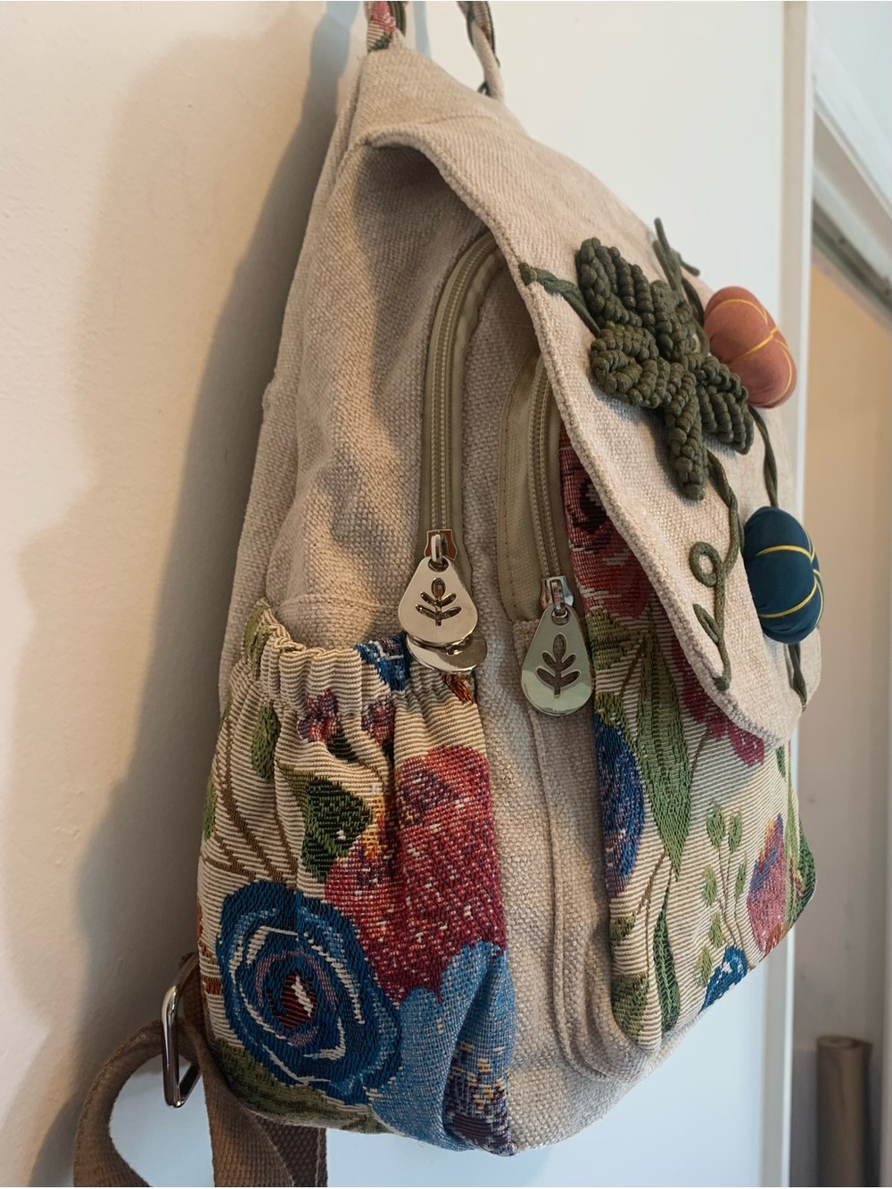 Cute Boho Small Backpack Handknit Bag - Picture 5 of 12